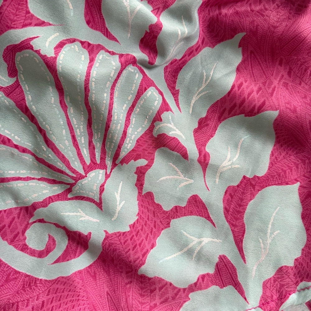 Kantha Bae Boho Fuchsia Floral Tunic Top • Free Size • Button Front • Pockets - Picture 8 of 10